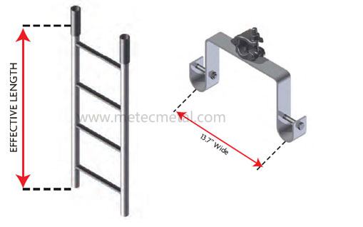 Heavy duty steel ladder & Bracket 13.7” wide